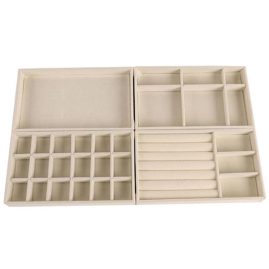 Velvet Jewelry Display Stackable Exquisite Jewellery Holder Portable Ring Earrings Necklace Organizer Box Organizator