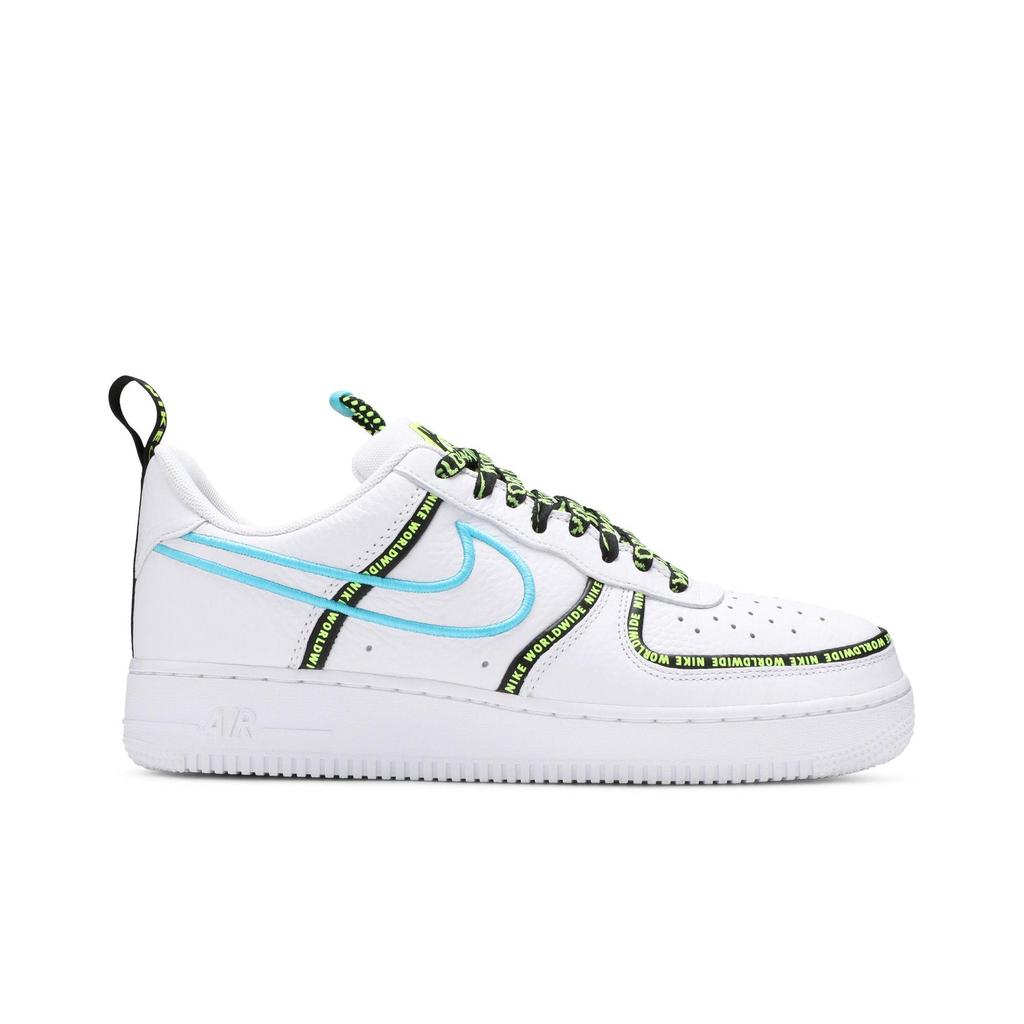 Nike Air Force 1 '07 Premium 'Worldwide Pack - Blue Fury' (Unisex) White / White / Blue Fury / Black / Volt Skateboard Shoes CK7213 100
