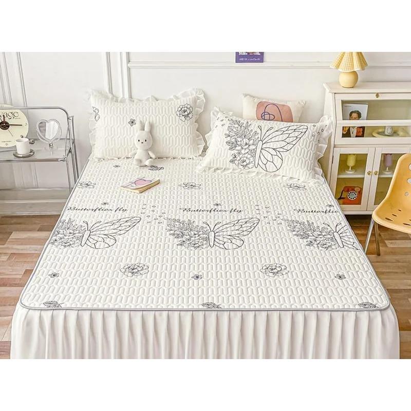Cool Feeling Mattress Bed Skirt Bed Cover Summer Machine Washable Ice Silk Pad Household Air Conditioning Anti Slip Bed Cover