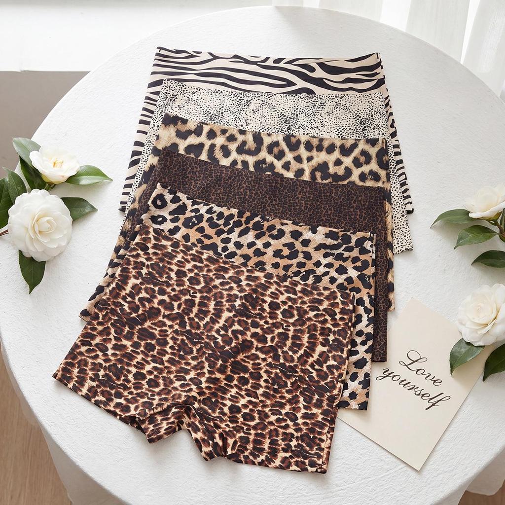 Women's European Size Leopard Print Yoga Boxer Briefs - No Roll, Stretchy & Breathable
