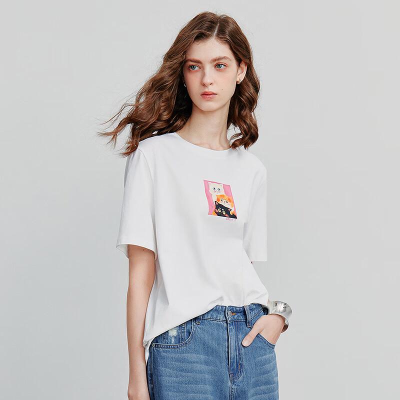 Chuyu Women's Cute Cat Print Cotton T-Shirt