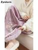 Fleece-lined Thick Chinese Style Gauze Pants for Women, Fashion Printed Flare Leggings with High-End Slim Fit