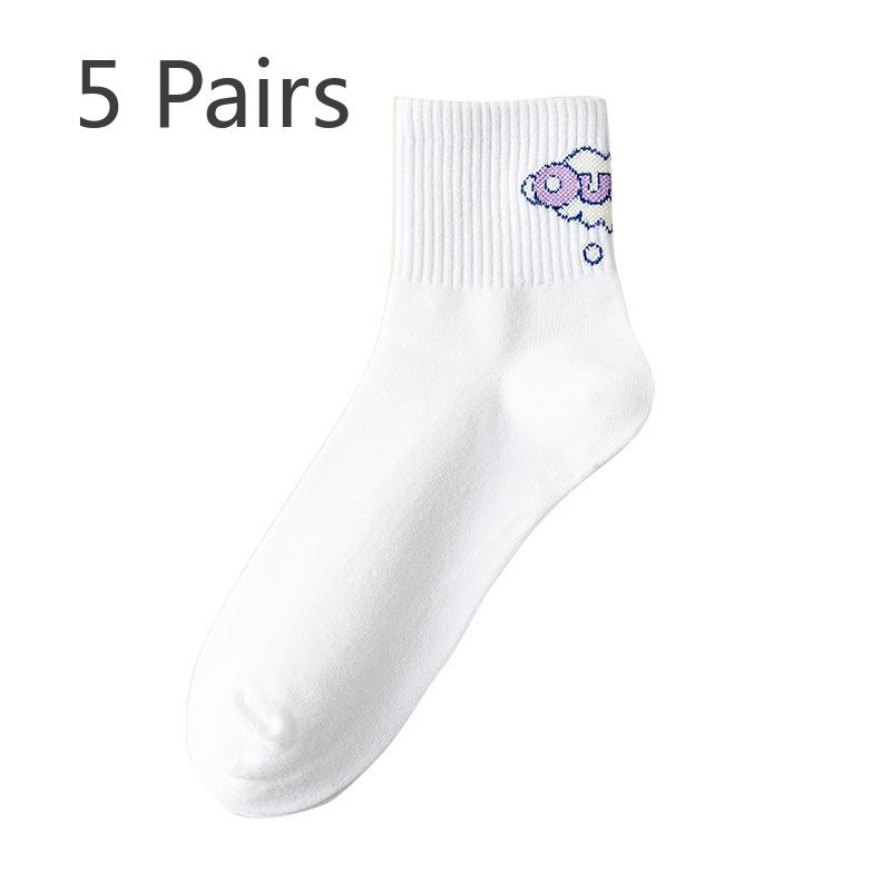 5 Pairs of Women's Spring and Summer Thin Cotton Breathable Sports Deodorant Perspiration Socks