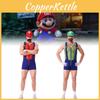 Unique Mario Cosplay Costume Set With Hat Gloves Mustache And Suspenders For Adults