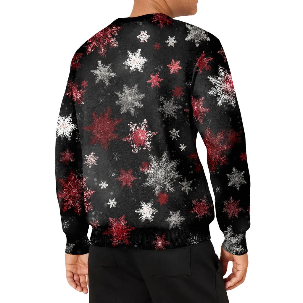 Men's Casual Fashion Printed Round Neck Pullover Sweatshirt