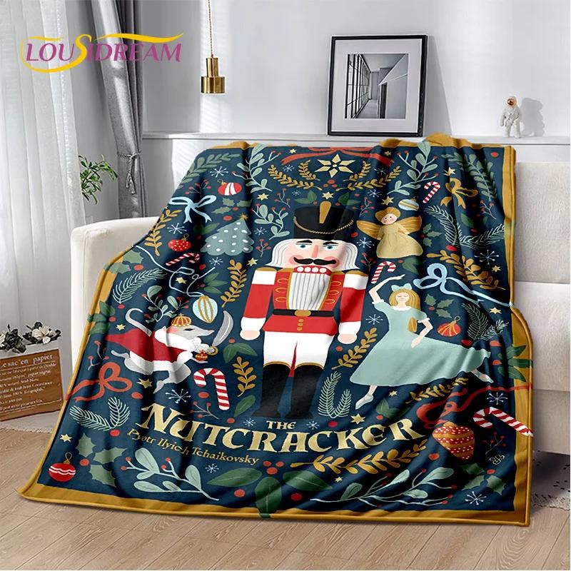 Nutcracker Christmas Tree Cartoon Fairy Tales Blanket,Soft Throw Blanket for Home Bedroom Bed Sofa Picnic Travel Cover Girl Gift
