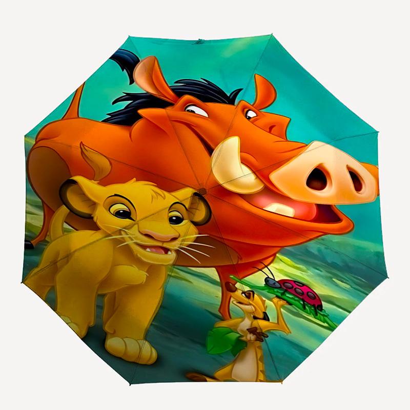 Lion King, Timon Themed Automatic Opening and Closing Umbrella, Brightly Colored 8-rib Portable Umbrella, Suitable for Men and Women, A Perfect Gift f