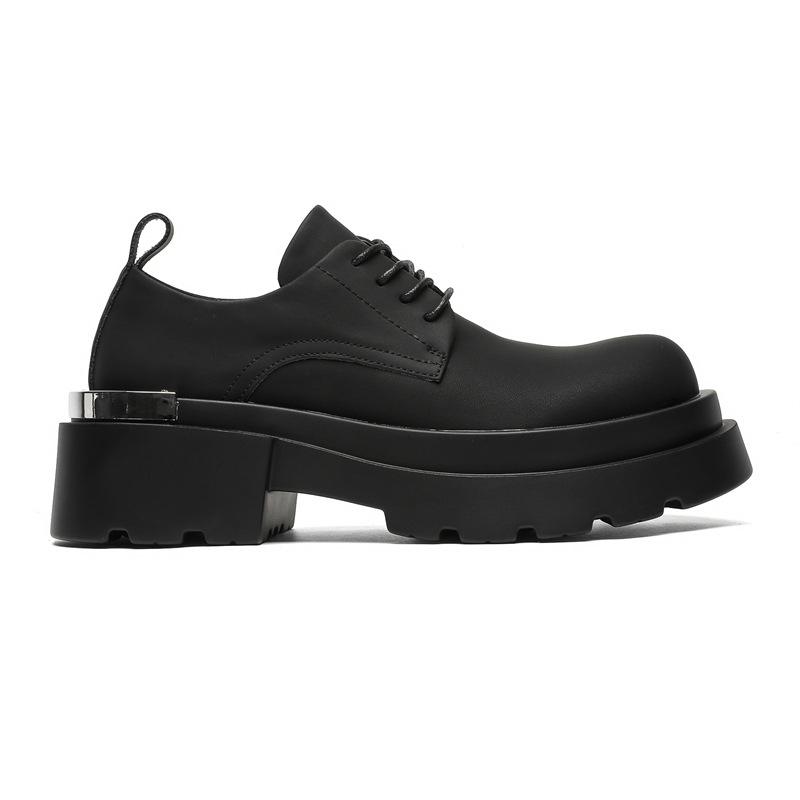 

3596 туфли дерби на платформе из углеродной черной кожи, черные туфли, новая повседневная кожаная обувь, формальная деловая, для поездок на работу, функциональный стиль, мужская обувь 44