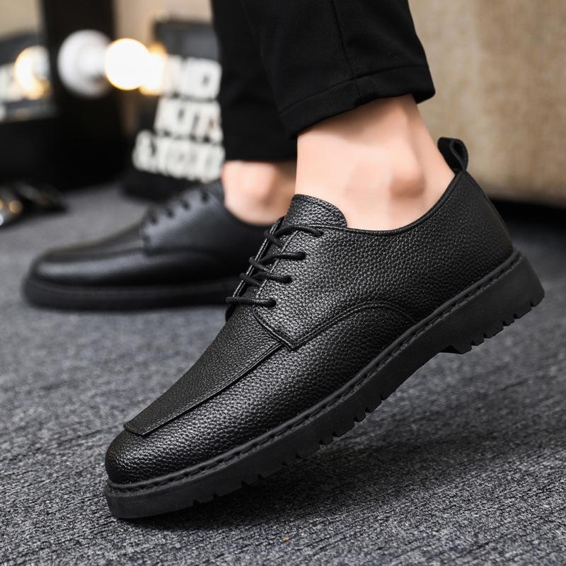 Breathable Thick-Soled Work Simple Leather Surface Soft Leather British Men'S Casual Dress Leather Shoes Non-Slip Moisture Shoes