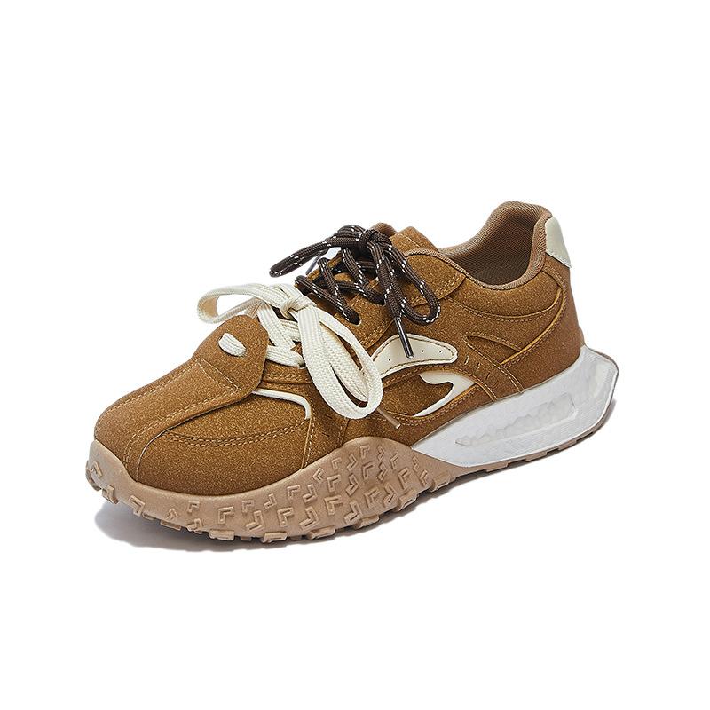 Casual Faux Suede Sneakers for Women Lightweight Chunky Platform Walking Shoes Women's Lace-Up Anti-Slip Sport Tennis Shoes Workout Running Shoes