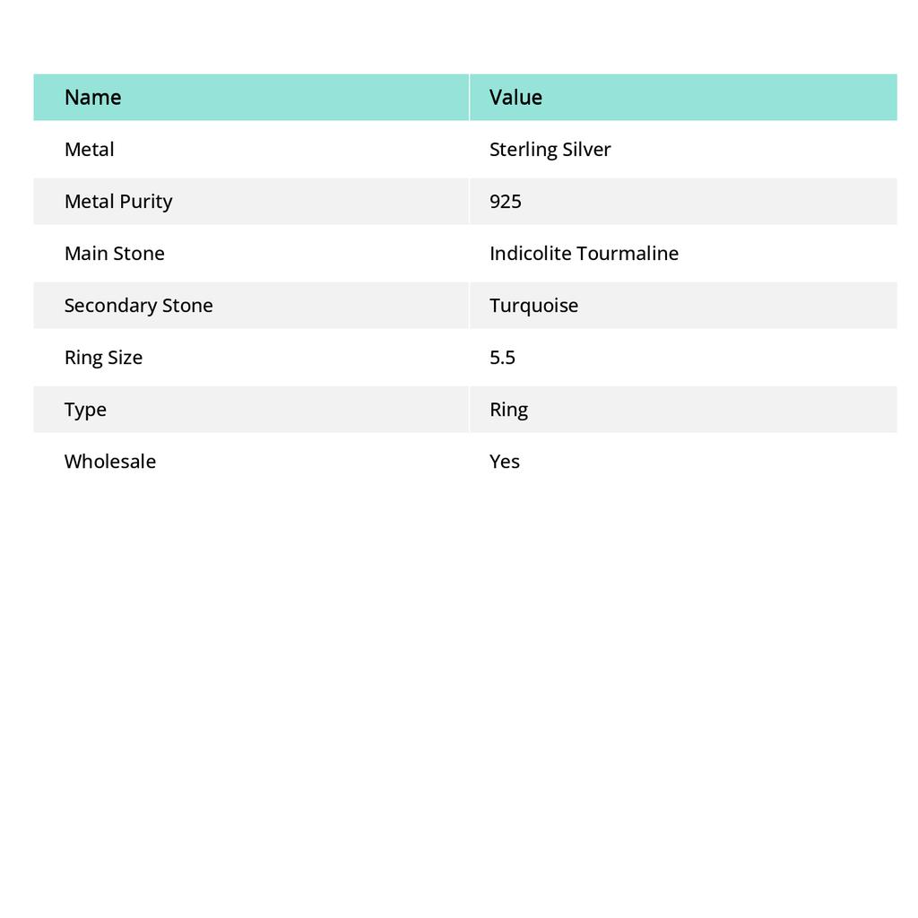 Natural Indicolite Tourmaline 925 Sterling Silver Jewelry Ring Size 5.5 A5M78