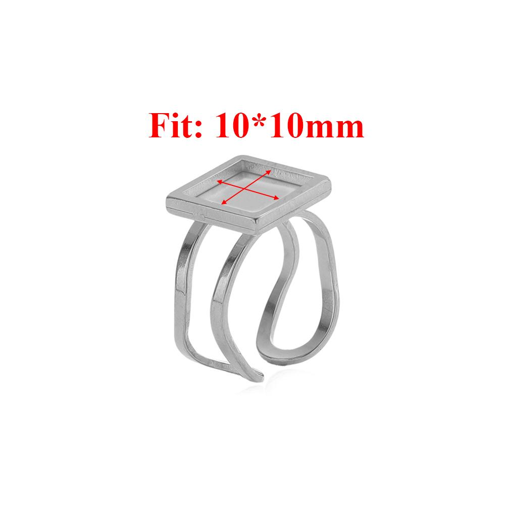 4pcs Stainless Steel 25mm Round Open Ring Cabochon Cameo Blank Tray Base Settings for DIY Rings Jewelry Making Findings Supplies
