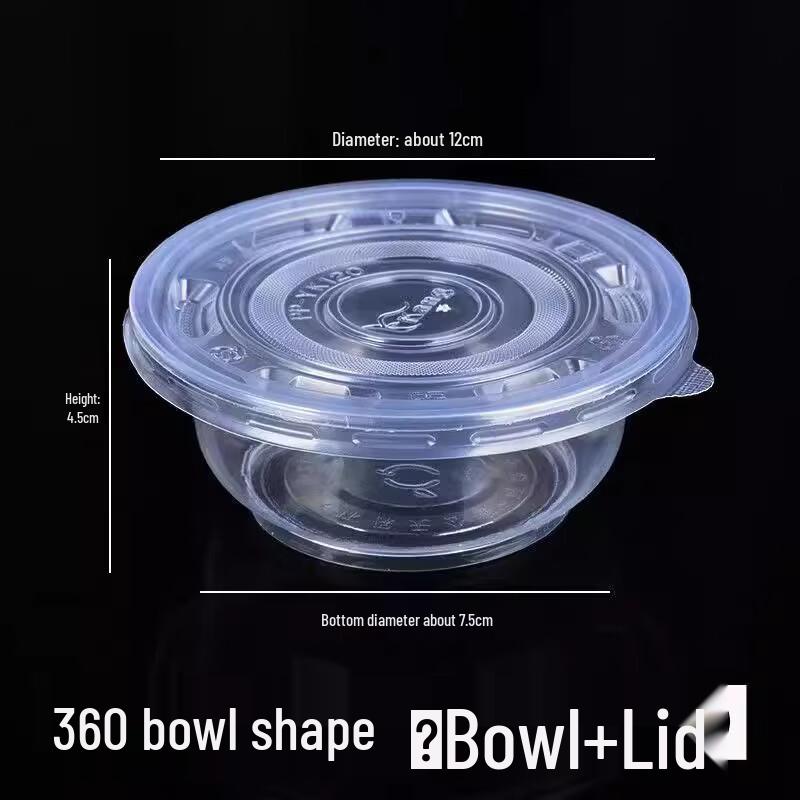 Disposable Thickened Plastic Takeaway Bowls with Lids