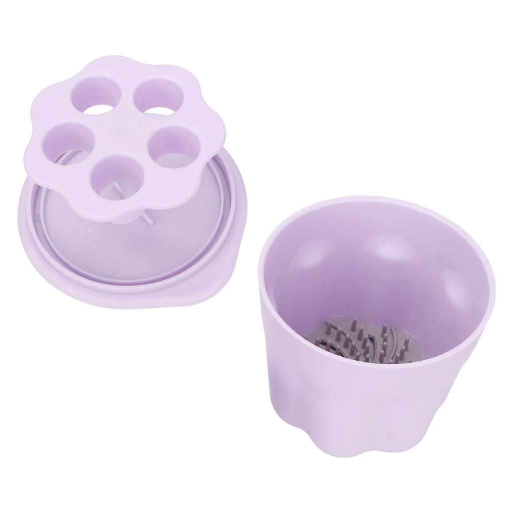 Makeup Brushes Cleansing Box Soft Silicone Nail Art Brushes Washing Tool with Drying Rack Purple