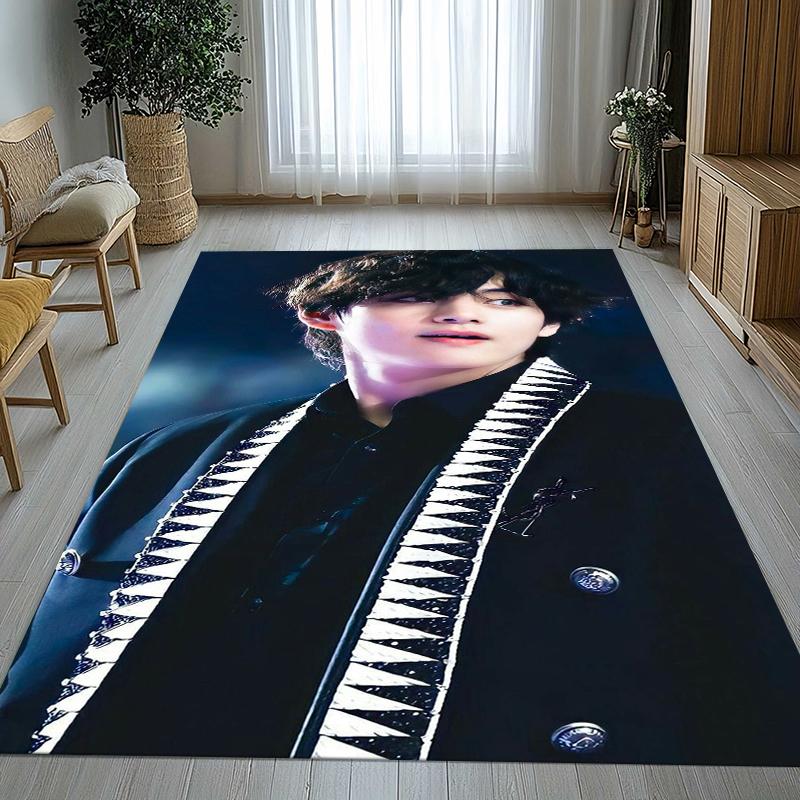 Kim Tae Hyung V Kpop B-BTS Living Room Non-Slip Area Rug Soft Carpet for Bedroom Kids Playroom Sofa,Home Decor Doormat Gift