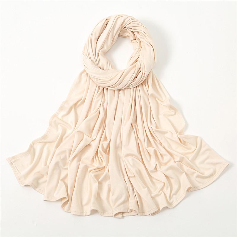 Plain Jersey Thick Hijab Scarf Cotton Polyester Wrap Elasticity Shawls Foulards Long Stretchy Turban Muslim Head Snood 180*60Cm