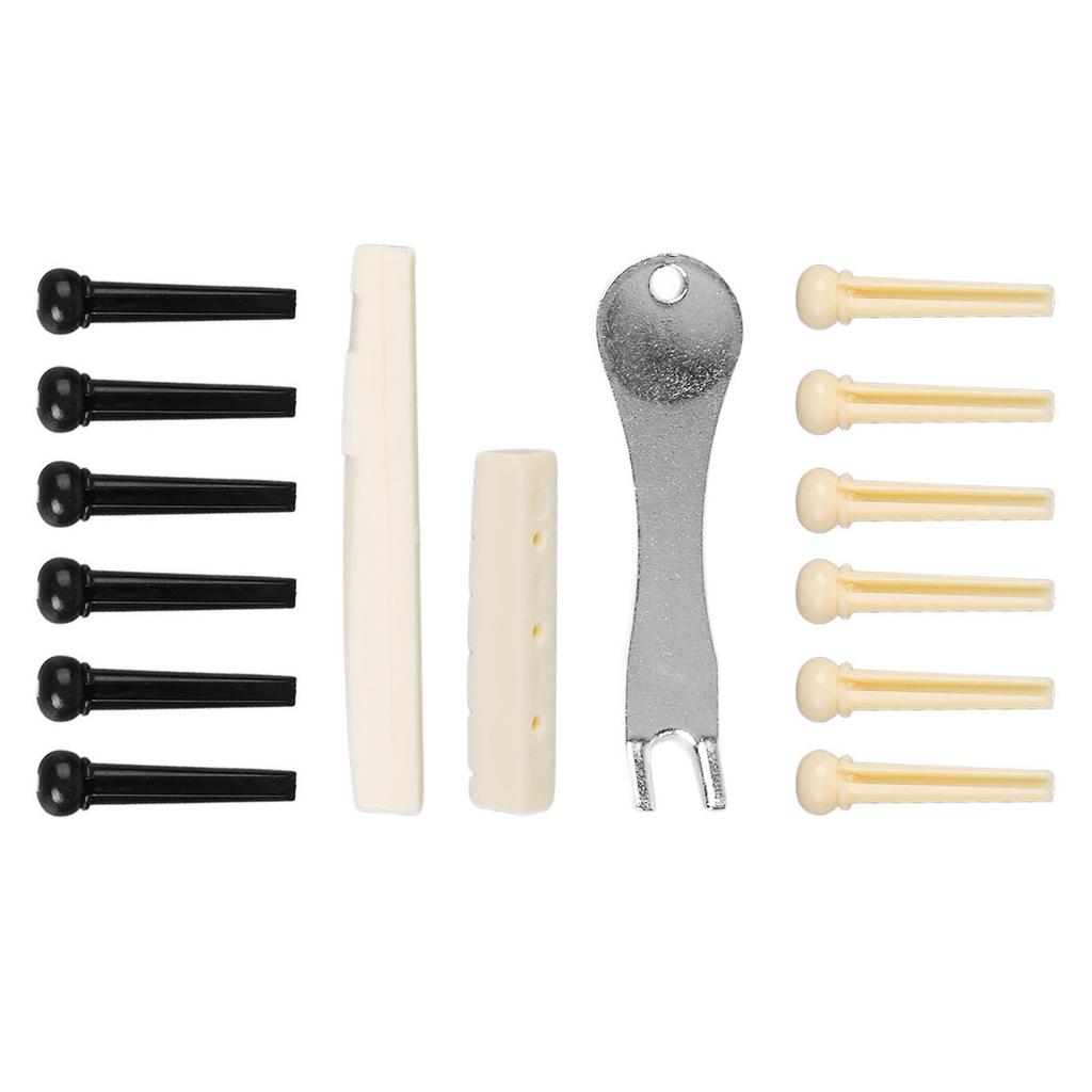 Metal Guitar Pin Puller Plastic Guitar Pin Saddle Nut Set Replacement for Guitarists Black Yellow