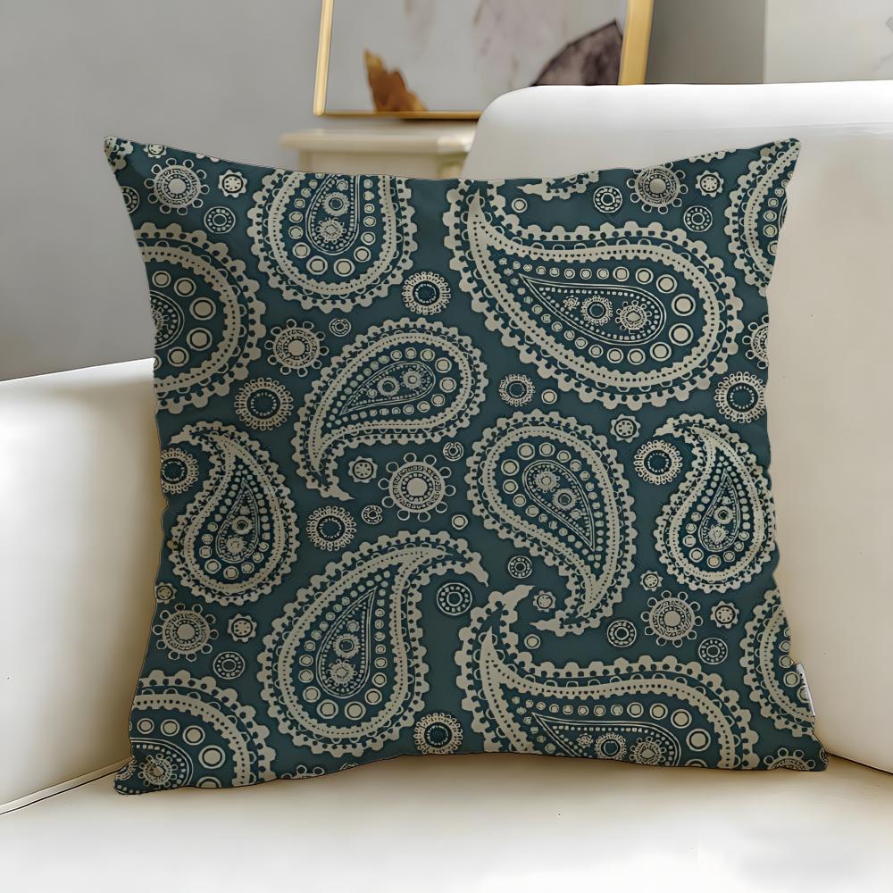 Paisley Pattern Cushion Cover Soft EasyWash Pillow Case Versatile for Couch Bed Travel and Office