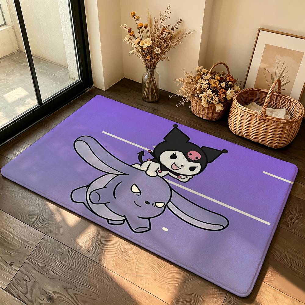 Kawaii K-Kuromi Cute Carpet Bathroom Anti-slip Mat Door Mat Home Decoration Mat Entrance Door Mat Scratch-resistant Door Mat
