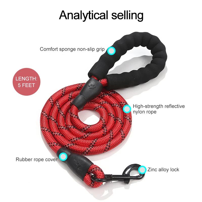 Popular Pet Products Reflective Round Rope Nylon Woven Traction Rope Dog Explosion Proof Running Dog Rope