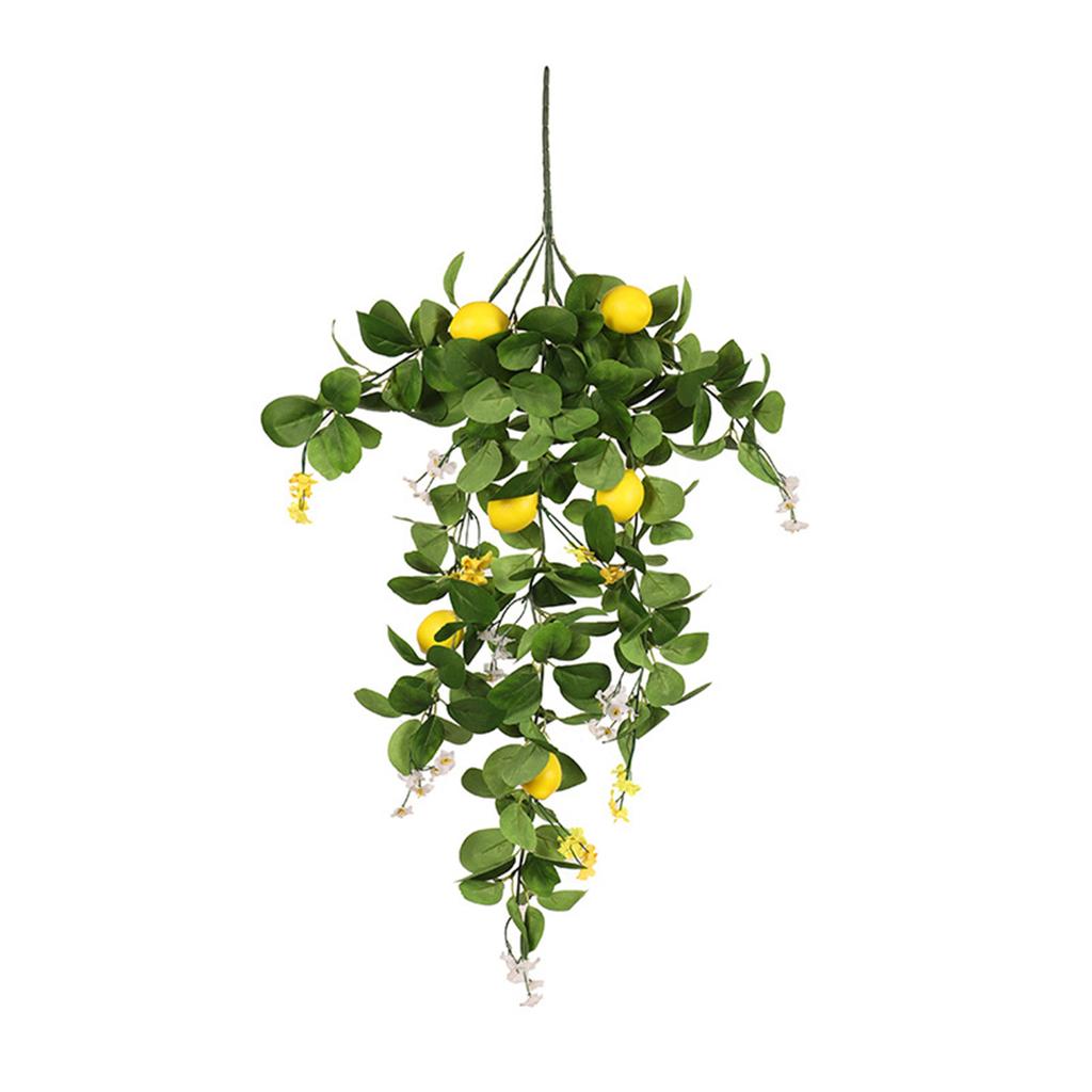 Lemon Teardrop Swag Plastic Hanging Artificial Lemon Wreath Fruit Swag for Front Door Summer Farmhouse Stairway