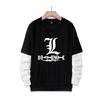 Stampa Anime Death Note Nero/Grigio S-3XL Casual Manica Lunga