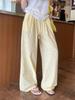 Dopamine Outfit Women's Yellow Plaid Casual High-Waist Wide-Leg Summer Pants