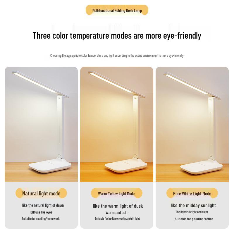 LED Folding Eye-Protection Desk Lamp, USB Night Light for Students, Bedroom, Dorm, and Reading