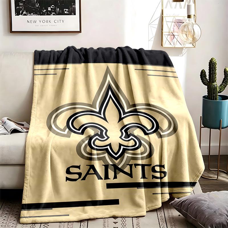 New Orleans Saints Theme Personalized Outdoor Flannel Blankets Soft And Suitable For All Seasons Perfect For Sofas Beds And Camping