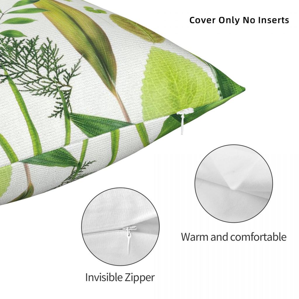 Foliage Botanical Square Pillowcase Polyester Linen Velvet Printed Zip Decor Pillow Case Bed Cushion Cover