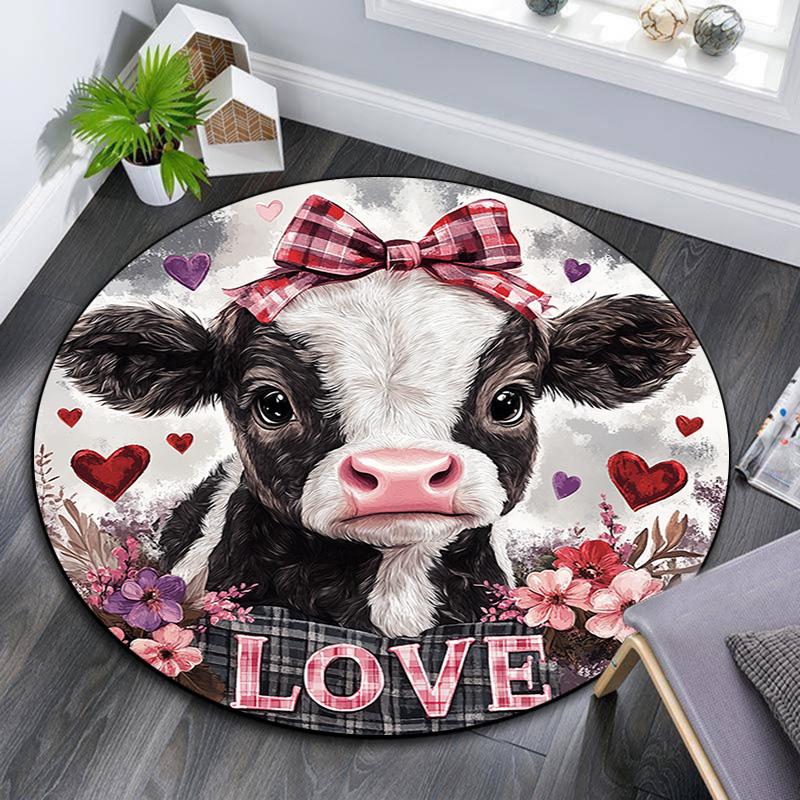 Calf Round Area Rug,Carpet Rug for Living Room Bedroom Sofa Playroom Decor,Non-slip Floor Mat