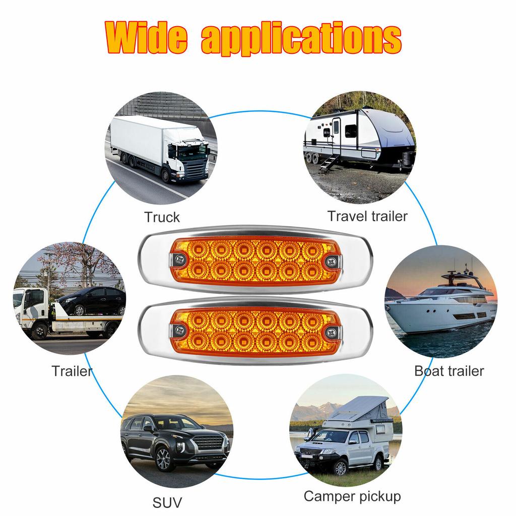 20PCS 12-24V Truck Side Marker Light 12LED Car Trailer Clearance Side Light for Lorry Bus Van Caravan LED Car Light Waterproof