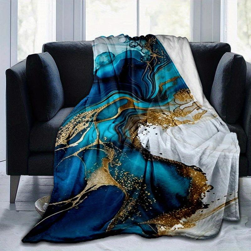 1pc Marble Pattern Lightweight Flannel Blanket, Comfortable and Warm Blanket, for Camping Sofa Bed and Couch Office, Gift