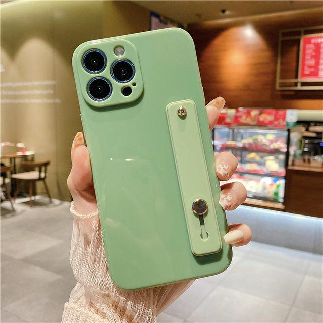 Handschlaufe Ständer Halter Handyhülle für iPhone 13 14 Pro Max 12 11 Xs Max Xr 7 8 Plus 13pro Weiche Silikon Candy Color Rückseite