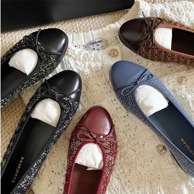 Fashion Sweet Bow Decorated Design Mary Jane Shoes for Women Fashion Round Toe Knitted Brand Loafers Comfort Non-slip Zapatos De Mujer