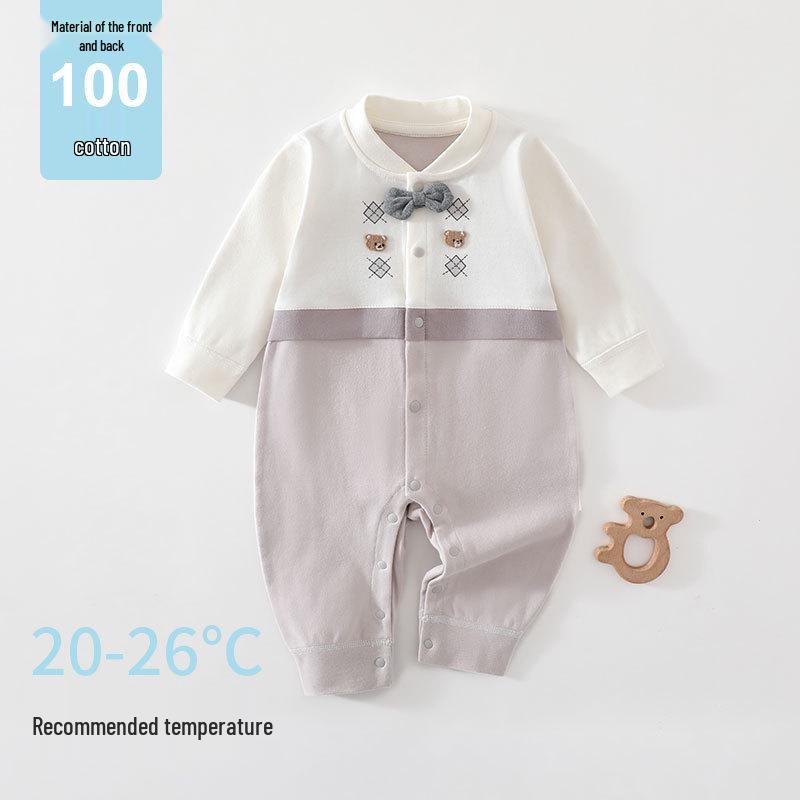 Split Bear Newborn Autumn Long Sleeve Bodysuit Romper Pajamas
