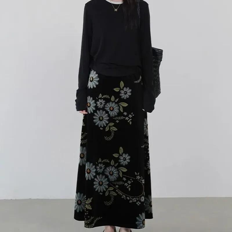 

Юбка для женщин Повседневная Универсальная Эластичная С высокой талией Длинные Свободные Брюки Эластичная Приталенная Юбка S