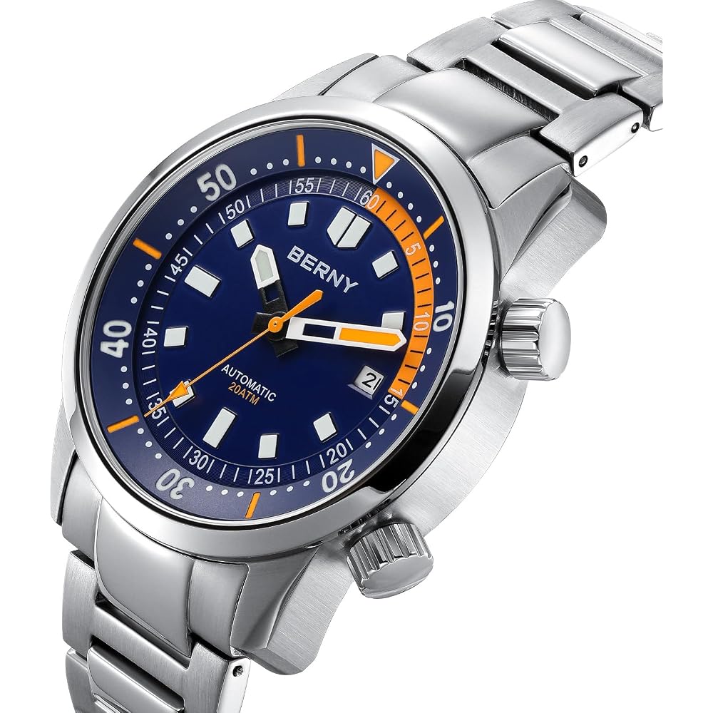 Berny Men's Diver Watch Automatic 20ATM Waterproof Sapphire Glass Super Luminous