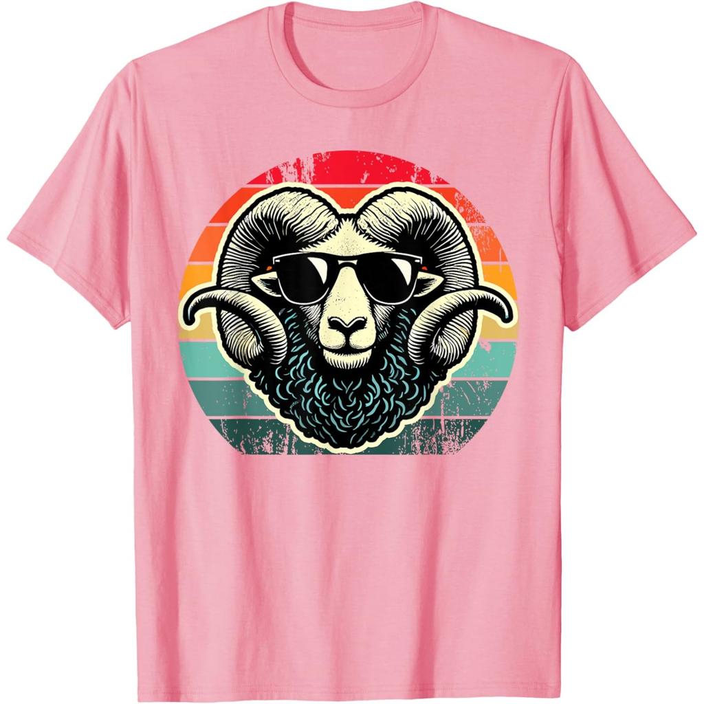 Retro Ram Head Graphic Tee Men Women Unisex Vintage Cool Animal T-Shirt