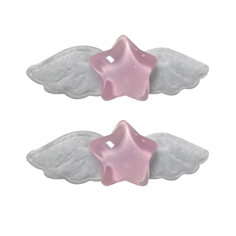 

2pcs Lovely Star Wing Hair Clip Sweet Hairpins Fashion Hair Side Clip Hair Accessory for Kids Teens Girls