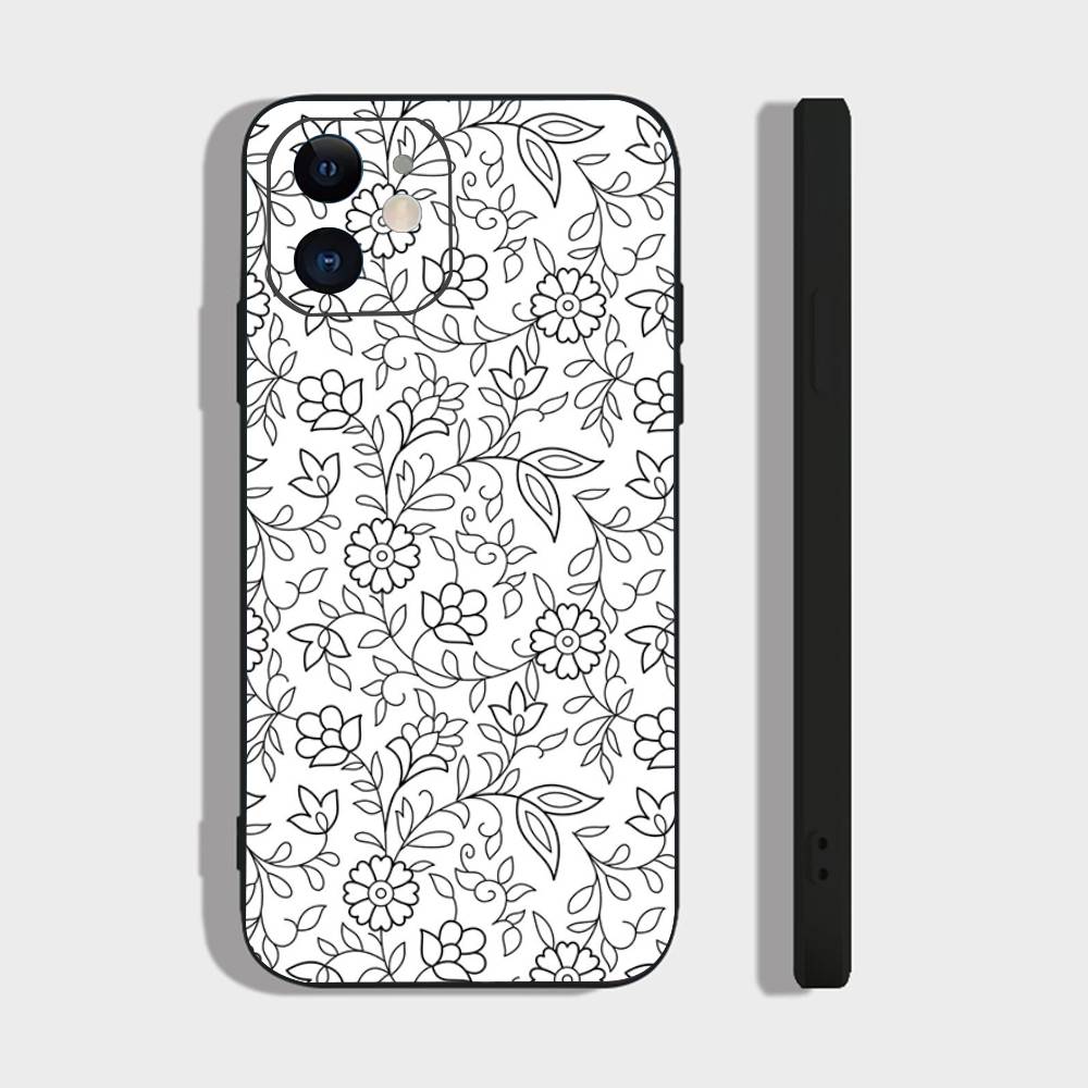 Flowers In Plain Color Phone Case For IPhone 17 Air 16 15 14 13 Pro Max 11 12 Black Silicone Cover