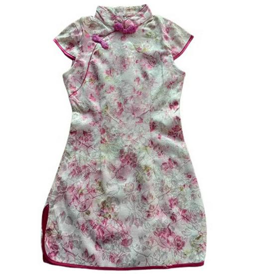 Children's Summer Lace Qipao Dress - Cute Cotton Linen Gown for Girls