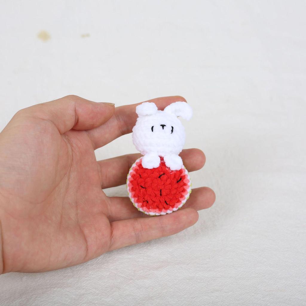 Fruit Rabbit Keychain Plush - Cute Watermelon, Lemon, Carrot, Pear & Strawberry Charms for Kids' Bags