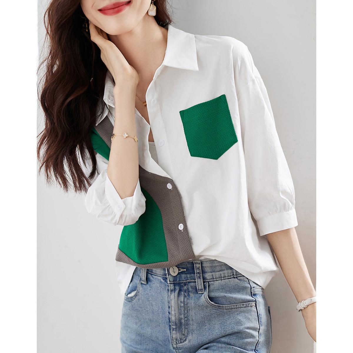 

Новая осенняя рубашка с контрастным завязывающимся шнурком, весенне-осенний стиль, тонкая женская рубашка 2XL белый