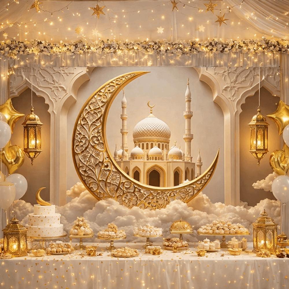 Elegant Design Ramadhan Mural Banner Durable Material Photography Background Cloth  Room Decoration