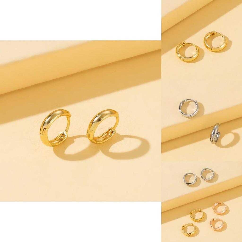 Fashion Alloy Hoop Earrings Unique Geometric Gold Silver Rose Gold For Trendy Women