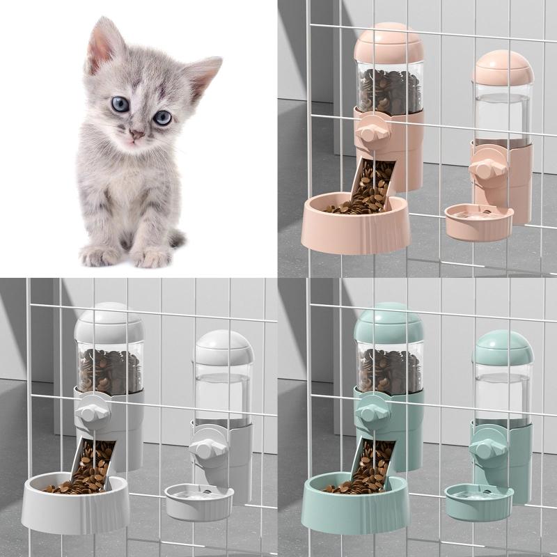 Pet Dog Cats Automatic Feeders Drinking Bowls Container Cage Durable To Use Gift Large Capacity And Large Water Sink