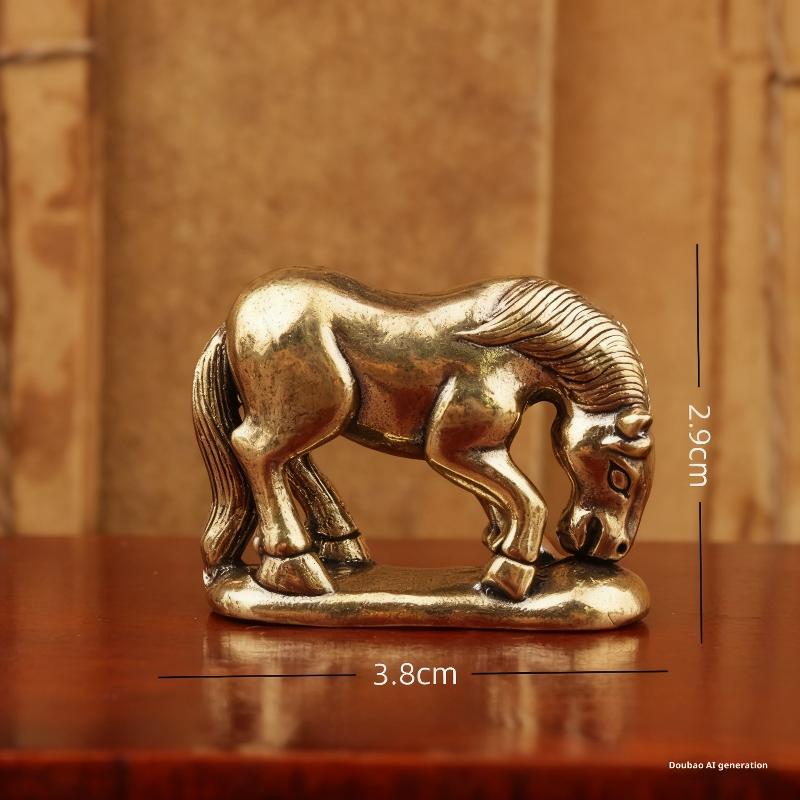 1 Stück Kind Reiten Home Office Schreibtischdekoration 2026 Jahr des Pferdes Messing Feng Shui Pferdefiguren Miniaturgeschenk