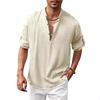 New Men's Cotton and Linen Shirt Casual Beach Hippie Shirt Long Sleeve T-Shirt * Shirt