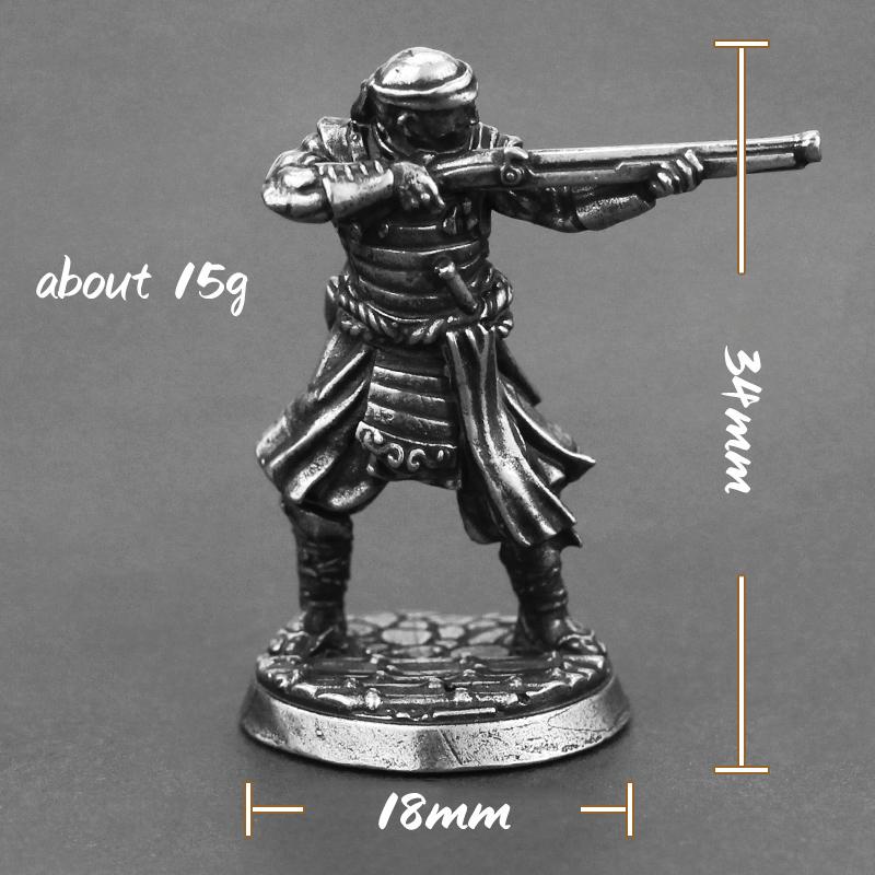 White Copper Japanese Shogunate Samurai Figurines Miniatures Vintage Metal Soldiers Model Statue Desktop Toy Ornament Decoration